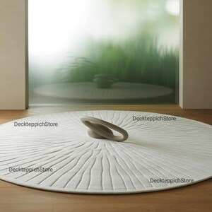 Hand-Tufted New Zealand Wool Rug – Modern Cream Round Area Carpet