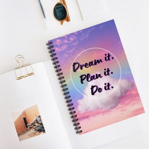 Quaderno a spirale motivazionale - Sogna, Pianifica, Fai / Diario motivazionale, Planner, Regalo per studenti, scrittori, sognatori