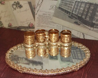 Gilded Lipstick Holder with base mirror