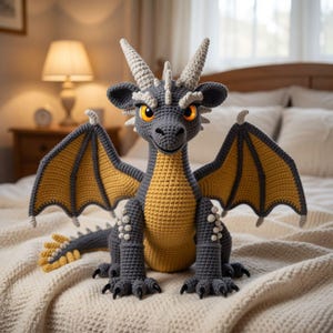 Spread-Wing Guardian Dragon Amigurumi Crochet Pattern PDF | Standing Fantasy Dragon with Poseable Wings | Intermediate