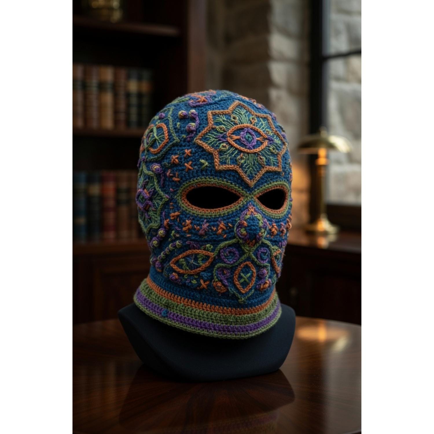 30 Ski Mask Crochet Patterns for Winter Warmth, Costume Play, and Statement Style 23 Decorative Mandala Balaclava Crochet Pattern