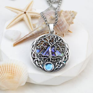 Tree of Life Necklace • Sterling Silver Abalone Shell Tree Pendant • Heart Family Tree Jewelry for Women • Mother’s Day Gift