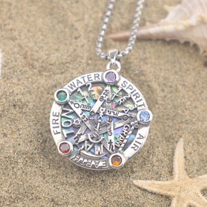 Sterling Silver Tetragrammaton Necklace – Abalone & Crystal Spiritual Amulet