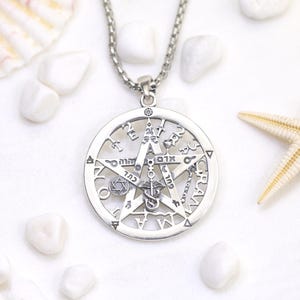 Tetragrammaton Pentagram Necklace 925 Sterling Silver Wiccan Protective Amulet Pagan Talisman Occult Jewelry Spiritual Protection Gift