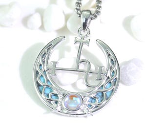 Lilith Halskärna Halsband, Sterling Silver Månstenshänge, Häxa Hednisk Gudinna Smycken