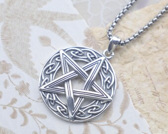 thumbnail image 2 of Moon Phase Pendant Necklace – 925 Sterling Silver Pentacle Pentagram – Wiccan Pagan Jewelry, 20 Inch Cable Chain 2 of 3