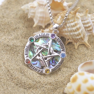 Pentagramhalsband i sterlingsilver – Abalone Wicca-hänge