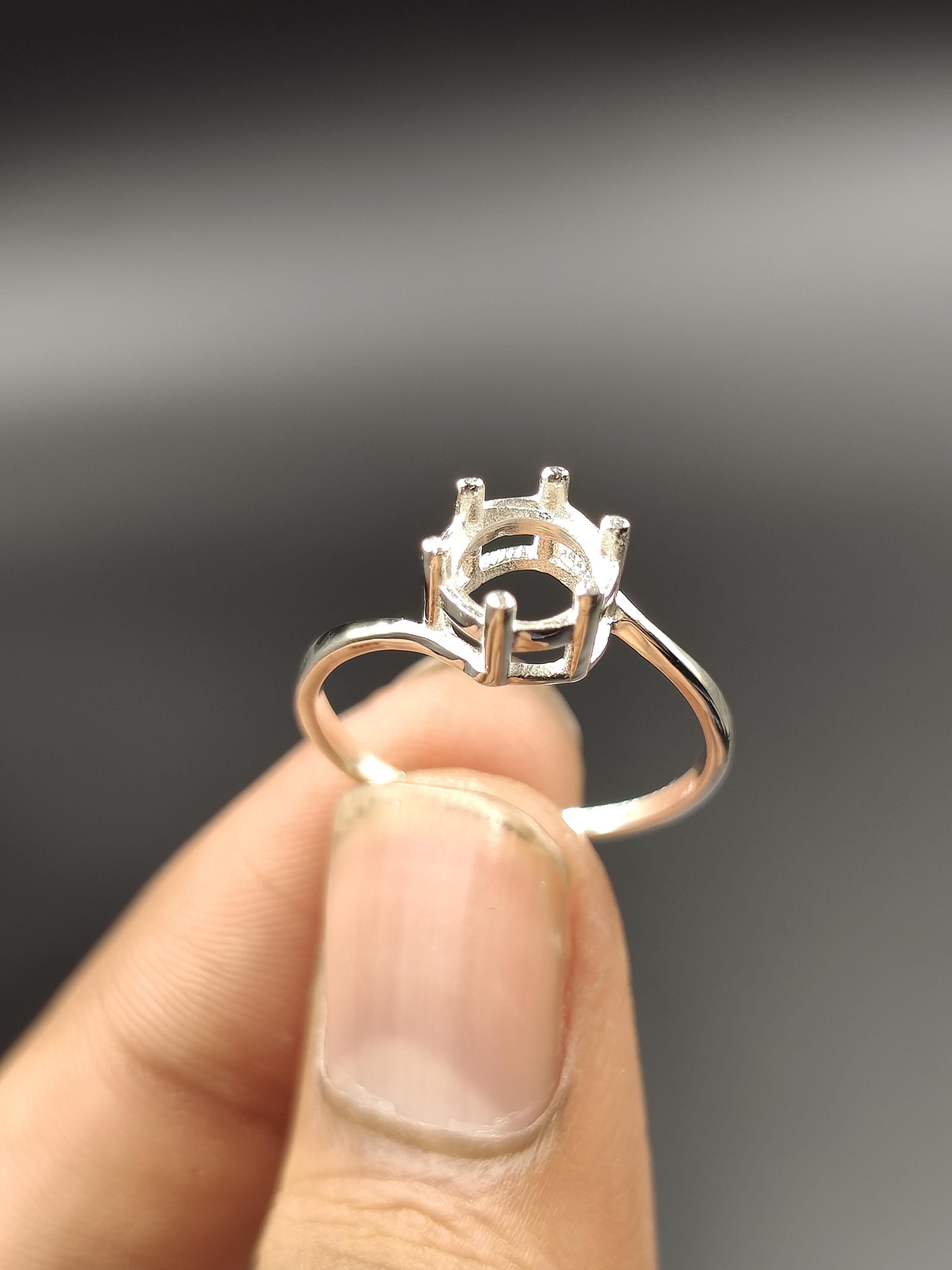 925 Sterling Silver Round Prong Ring Mount Semi Mount Engagement Setting Custom Promise Women Jewelry Mount