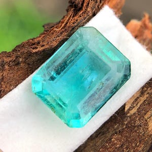 Esmeralda natural de corte octogonal de 8 x 6 mm, piedra preciosa suelta para joyería, esmeralda verde facetada, talla brillante, talla de anillo.