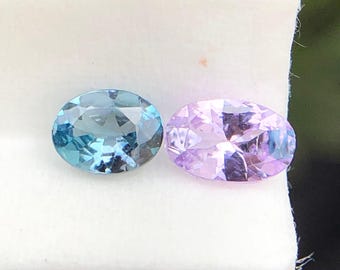 Unheated Tanzanite Gemstone Pair, Ocean Blue & Lavender Pink, 0.40 Carat