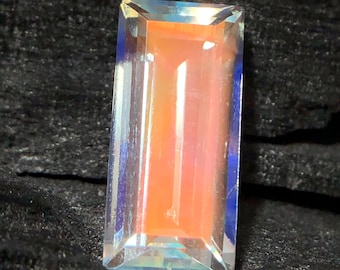 Natural Rainbow Fire Madagascar Moonstone Baguette, Madagascar Gemstone 3.25 Carat For Jewelry Making