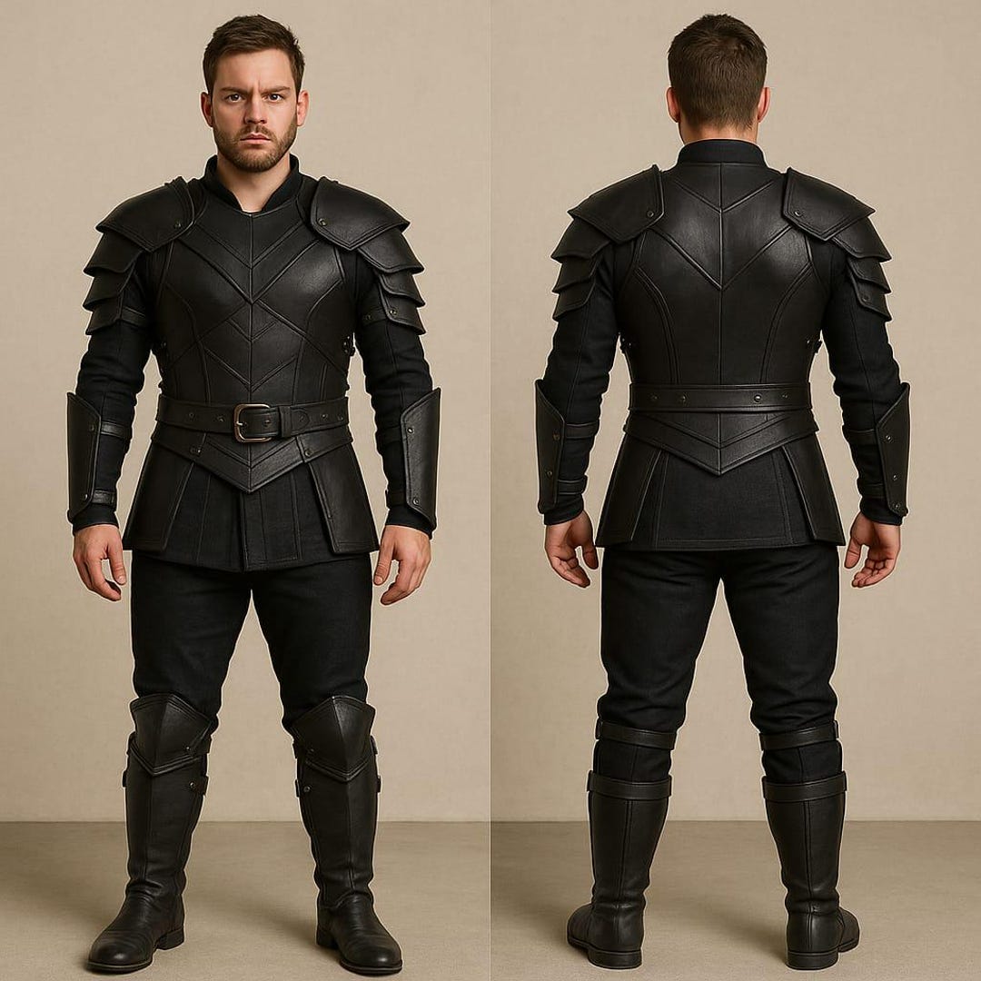 Custom Black Fortress Leather Armor Suit - Medieval LARP Cosplay Armor ...