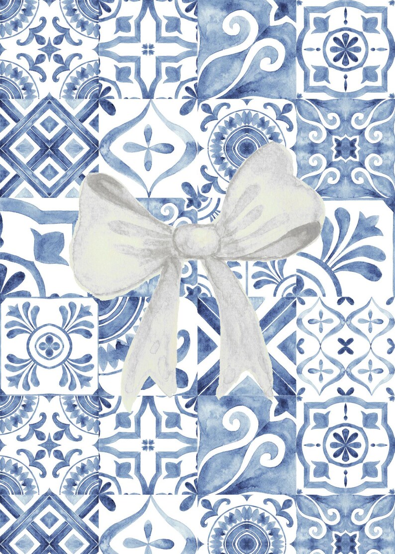 Elegant Blue Tile Bridal Shower Invitation | Something Blue Canva ...