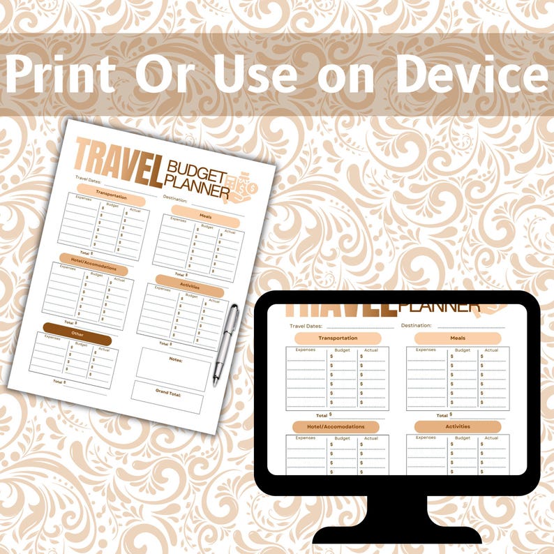Neutral Travel Budget Planner Template • Minimalist Design (digital ...