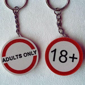 18+ Adults Only Keychain - NSFW Novelty Gift - Rude Funny Keyring