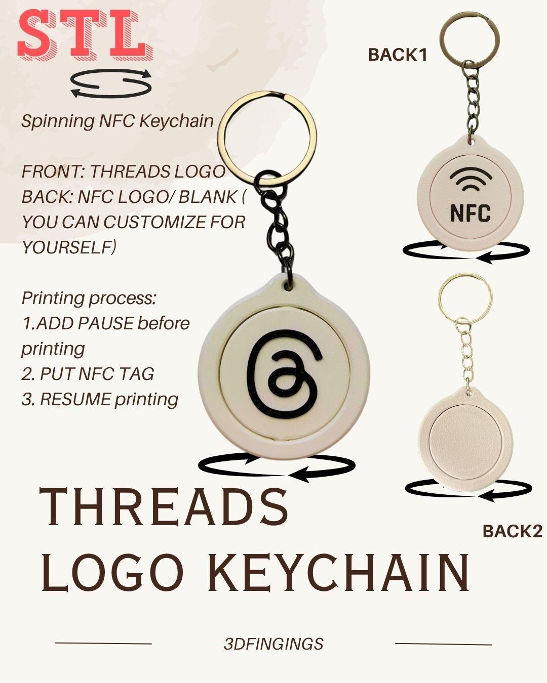 Thread Name Keychain Threads NFC Spinning Keychain for 3D Printing | STL File Only - Etsy