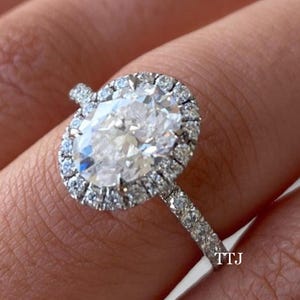 Oval Halo Moissanite Engagement Ring Halo Ring Oval Cut Moissanite Ring Promise Ring Wedding Ring 14K Yellow Gold Ring For Women