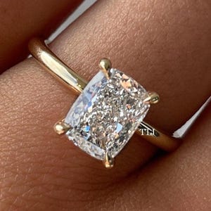 5CT Cushion Engagement Ring, Cushion 11x9MM Moissanite Wedding Ring With Hidden Halo Cushion Cut Solitaire Ring