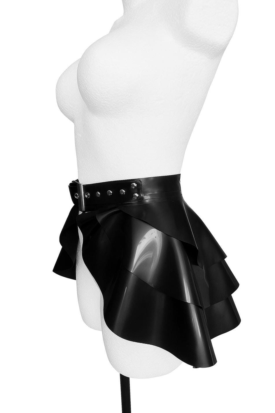 Latex skirt with three layers of ruffles - handmade, fetish fashion