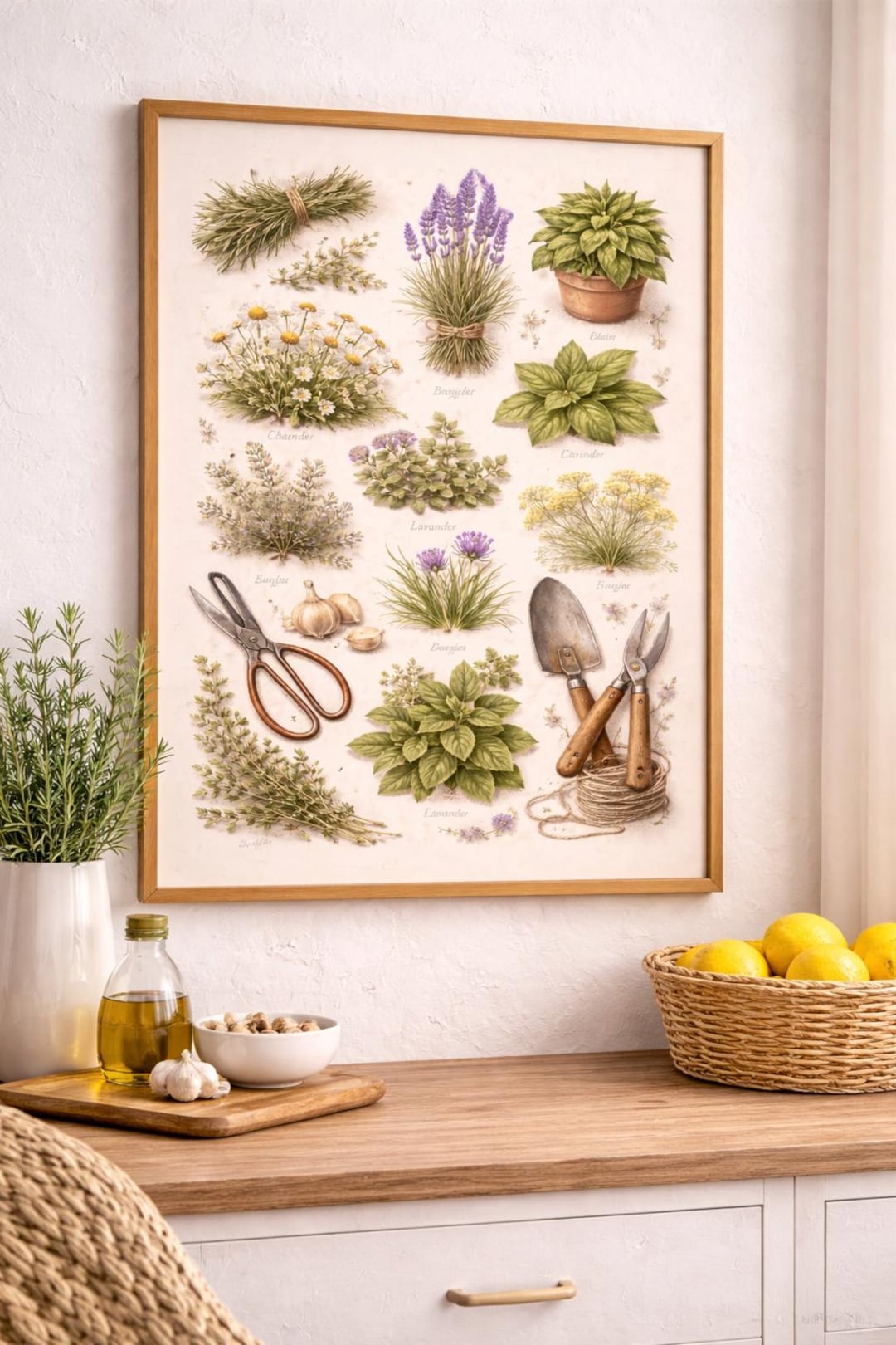 Botanical Herb Print – Vintage Herb Illustration Poster – Kitchen Herb ...