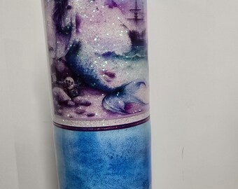 Mermaid Glitter Personalized Glitter Resin Epoxy Tumbler Custom Gift Cup