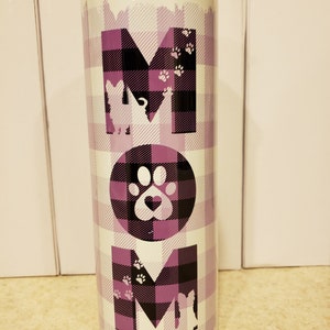 Pink Plaid Dog Mom 20 oz Sublimation Tumbler RTS Ready to Ship Ready to Sell Dog Mom