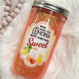 Make something sweet Glitter Resin Epoxy 24oz Mason Jar Tumbler When Life gives you limes Ready to sell Ready to ship RTS