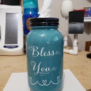 Mason Jar, painted mason jar, tissue holder, house warming gift, decoration, tissues included
