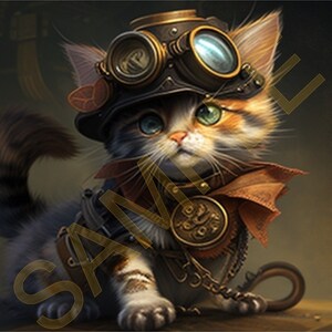 Steampunk Kitten Cat Jpeg Sublimation Design 20 oz Skinny Straight