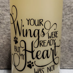 Pet Dog Angel Pawprint Memorial Custom Flameless Battery Operated LED Candle 3x6