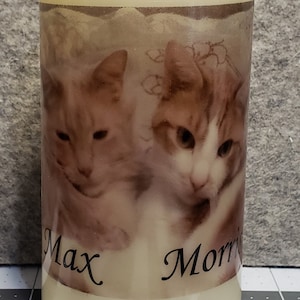 Pet Custom You provide Your picture Flameless Battery Operated LED Candle 3x6 Memorial Love