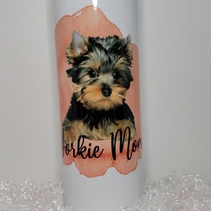 Orange Yorkie Mom Tumbler 20 oz Sublimation Silver Yorkie Mom Dog mom Fur Mom Gift for Dog lover