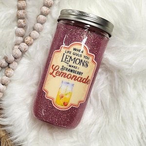 When Life gives you lemons Glitter Resin Epoxy 24oz Mason Jar Tumbler Custom and Personalize Ready to sell Ready to ship RTS