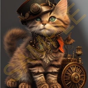 Steampunk Pup Cat Kitten Jpeg Sublimation Design 20 oz Skinny Straight