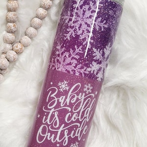 Baby It&#39;s Cold Outside Glitter Resin Epoxy Tumbler Customize and Personalize Ready to sell Ready to ship RTS