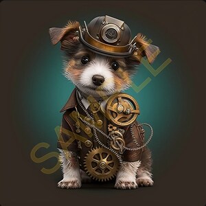 Steampunk Pup Dog Puppy Jpeg Sublimation Design 20 oz Skinny Straight