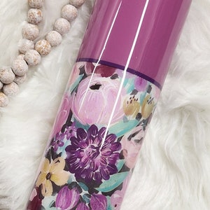 Pink and Purple Floral Glitter Resin Epoxy Tumbler Customize and Personalize Ready to sell Ready to ship RTS