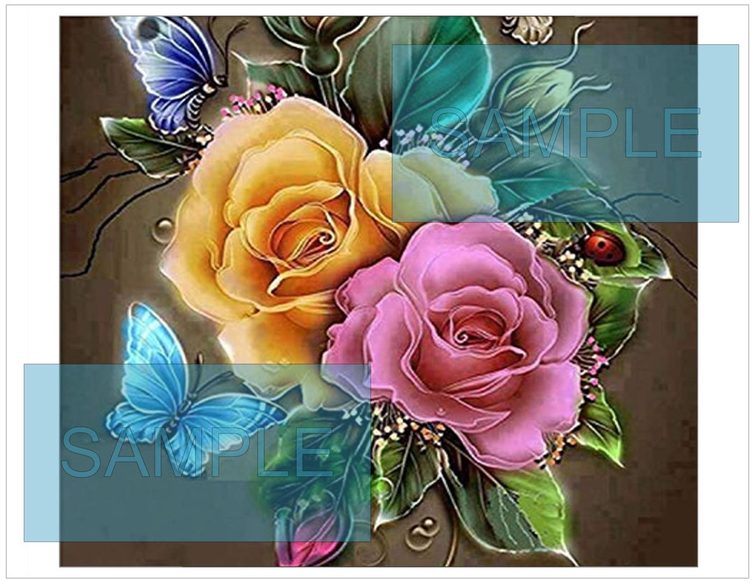 Multi Color Flowers Roses Butterfly Ladybug PNG Sublimation Design 20 ...