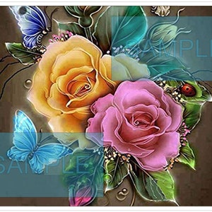 Multi Color Bloemen Rozen Vlinder Lieveheersbeestje PNG Sublimatie Ontwerp 20 oz Mager Recht