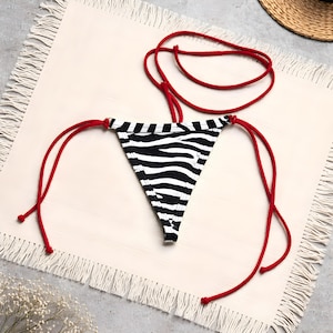 Micro bikini bottom – Luxury Handmade Side Tie Thong, Adjustable Micro Thong