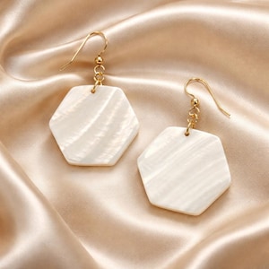 Mother of Pearl Earrings – Elegant Shell Earrings, Minimalist Statement Jewelry