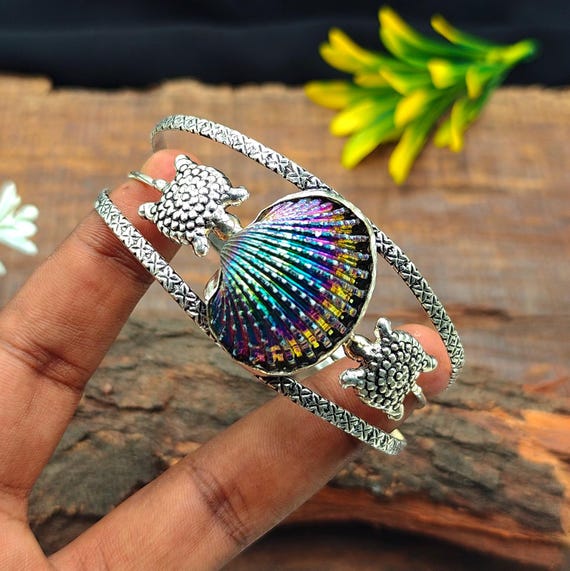 Handmade Bracelet Abalone Bangle Bracelet SDJMa Women's Silver
