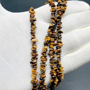 Raw Tiger Eye Chip Beads: Natural Gemstone for Jewelry Making, Healing