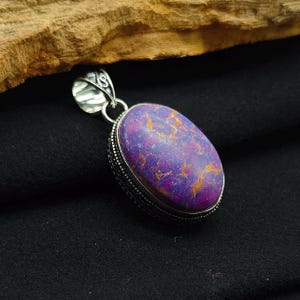 Lila Kupfer Türkis Anhänger: Oval Sterling Silber Charm