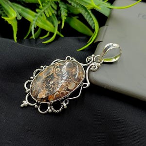Coconut Jasper Pendant: Handmade 925 Sterling Silver Plated Jewelry