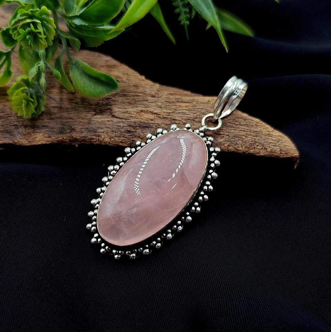 Starz Design Rose Quartz Star Pendant: 925 Sterling Silver Bezel-set - Etsy