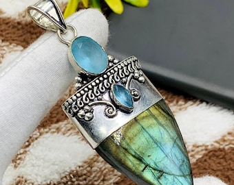 Labradorite Pendant 925 Sterling Silver Pendant Labradorite Gemstone Handmade Silver Gemstone Jewelry Labradorite Pendant For Necklace Women