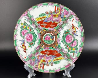 Vintage Rose Medallion Plate – Hand-Painted Canton Style, 26 cm, c. 1920–1950