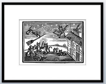 Halloween Strega medievale che cavalca una scopa Download istantaneo file jpeg e SVG
