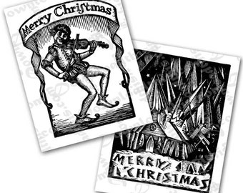Download immediato: Nove cartoline di Natale - xilografie dell'annata